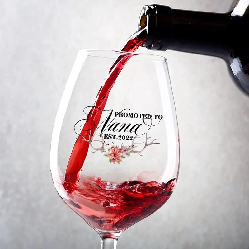 Marke: Rimego Weinglas-Kelch "Promoted to Nana", Rotweinglas, 2er-Set, für Paare, Jahrestag, Hochzeit, Geschenk, personalisierte Weingeschenke für Frauen und Männer, 325 ml Gläser — Wein und Festtafel