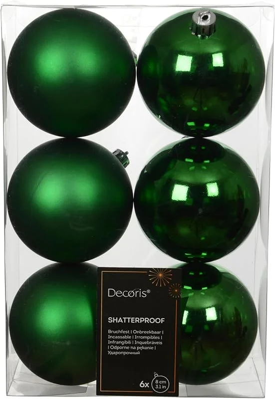 Marke: Kaemingk Weihnachtskugeln Kunststoff 8cm 6 Stück - klassisch & bruchsicher - Christbaumkugeln Weihnachtsbaumkugeln für Weihnachten - Christbaumschmuck & Weihnachtsbaumschmuck - Jolly grün — Advent und Tisch