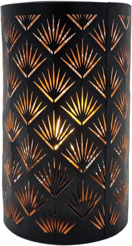 Besuche den Spetebo-Store Spetebo LED Metall Tischlampe mit 3D Effekt - 20 x 12 cm - Deko Tischleuchte rund - Leuchte Lampe Licht Dekoration Batterie betrieben — Kerzenlicht Abendessen