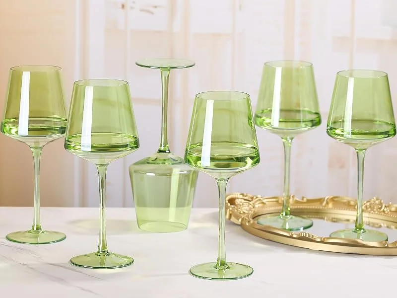 Marke: Physkoa Physkoa Grünes Weingläser-Set mit 170, 400 ml, farbige Weingläser, moderne Weingläser, 6 Stück, hohe lange Weingläser, Party-Weingläser, perfekt für den Schrank zu Hause — Wein und Festtafel
