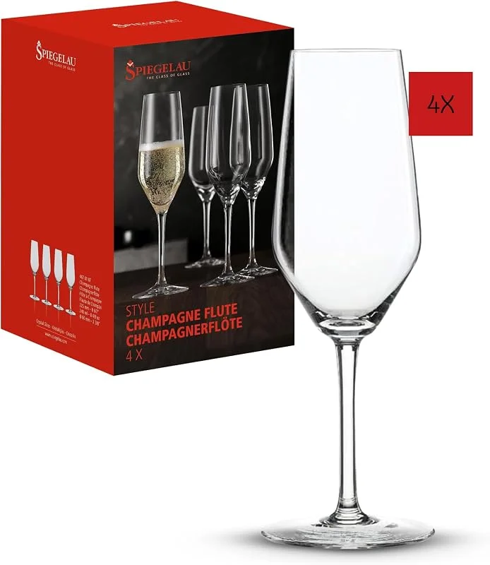 Besuche den Spiegelau-Store Spiegelau Champagnerflöten 240 ml, 4 Stück, Style, 4670187, Champagner Gläser aus Kristallglas, Sektgläser spülmaschinenfest — Wein und Festtafel