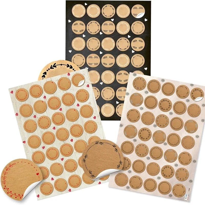 Besuche den Logbuch-Verlag-Store Sticker Set Braun Blanko – 3 Bögen mit runden Etiketten zum Beschriften – 105 selbstklebende Aufkleber Ø 3, 2 cm – für Küche, Gläser, Namen, Geschenke – Logbuch-Verlag — Geschenkverpackung
