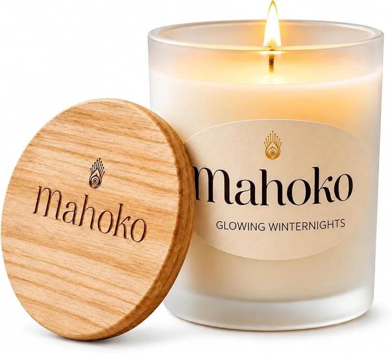 Besuche den Mahoko-Store Duftkerze im Glas Zimt & Orange 100% Sojawachs Kerze 45h Brenndauer — Kerzenlicht Abendessen
