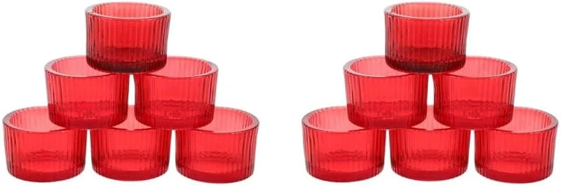 Marke: BESTOYARD BESTOYARD 12 Stück Teelichthalter aus Glas, Rot Transparent, Rund — Kerzenlicht Abendessen