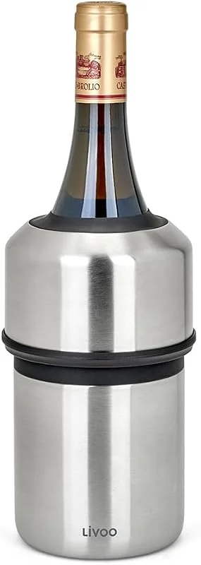 Besuche den Livoo feel good moments-Store Livoo - Flaschenkühler GS158 - für Flaschen in Standardgrößen, Edelstahl, Ø 11, 5 x 23, 5 cm, Frische bis zu 6h, Grau — Wein und Festtafel