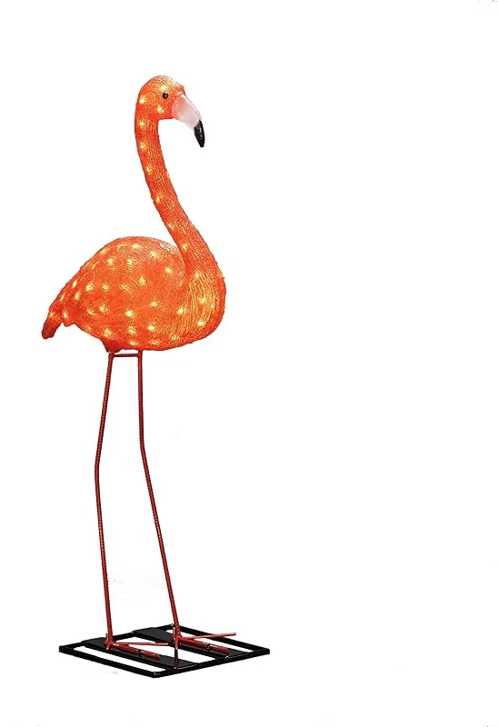 Besuche den Konstsmide-Store Konstsmide LED Acryl Flamingo, groß, 96 bernsteinfarbene Dioden, 24V Außentrafo, weißes Kabel - 6273-803 — Weihnachtsbeleuchtung