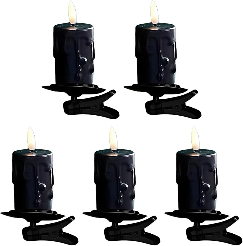 Marke: Uitndvyte Batteriebetriebene, verstellbare Klemmkerze mit dimmbarem LED Flammeneffekt, ideal für die Schaffung einer gemütlichen, feuersicheren Urlaubsatmosphäre Flammenlose LED Kerze zum Anklemmen an — Weihnachtsbeleuchtung