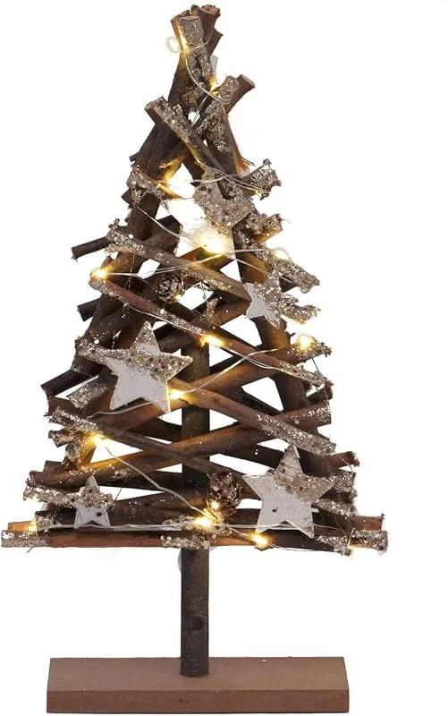 Besuche den Spetebo-Store Spetebo Holz Weihnachtsbaum 15 LED - 37x20x6 cm - Tischdekoration Fensterdeko Holzbaum Tannenbaum beleuchtet — Advent und Tisch