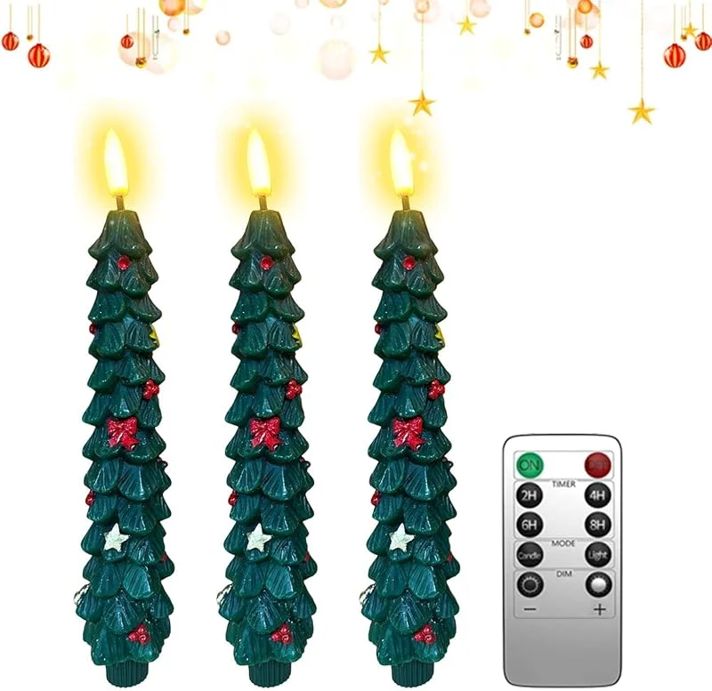Marke: Generisch Weihnachtsbaumkerzen mit Fernbedienung 3-teiliges Set Echtwachs-Stabkerzen — Weihnachtsbeleuchtung