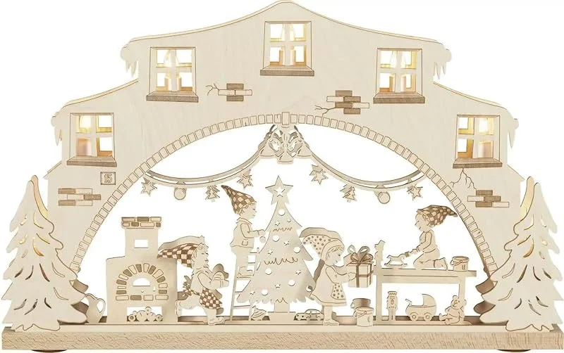 Besuche den weigla-Store Schwibbogen Wichtelwerkstatt mit elektrischer Beleuchtung BxHxT 52, 0x32, 0x4, 5cm NEU Leuchterbogen Lichterbogen Motivleuchte LED Beleuchtung Fensterbeleuchtung Lichterbogen Fensterbogen Spitzbogen — Weihnachtsdeko
