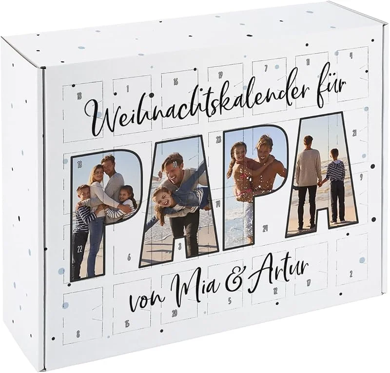 Besuche den Herz & Heim-Store Herz & Heim® DIY Adventskalender mit Schriftzug - Mama - Papa - Oma - Opa - aus eigenen Fotos und Wunschtext (PAPA) — Advent und Tisch