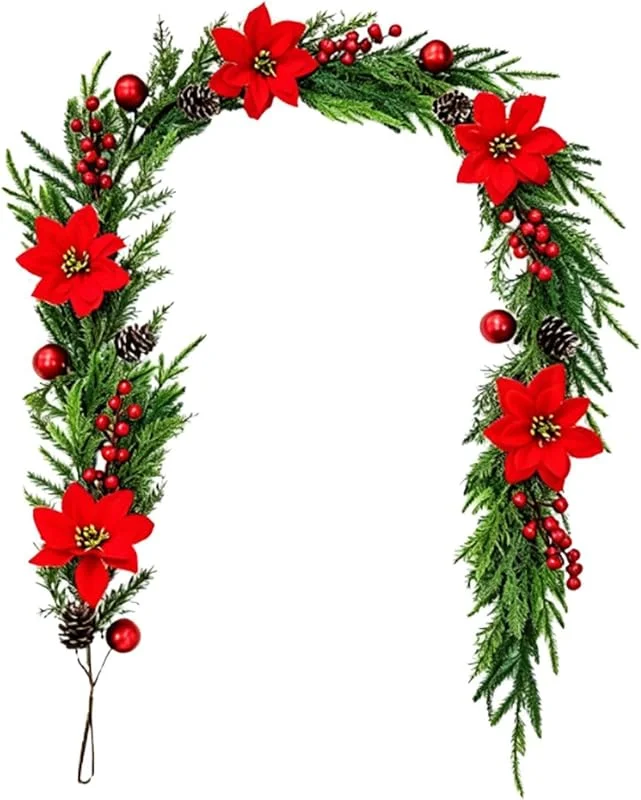 Marke: Gitekain Weihnachtsstern Girlande 1, 5 m Künstliche Deko mit Beeren — Weihnachtsdeko