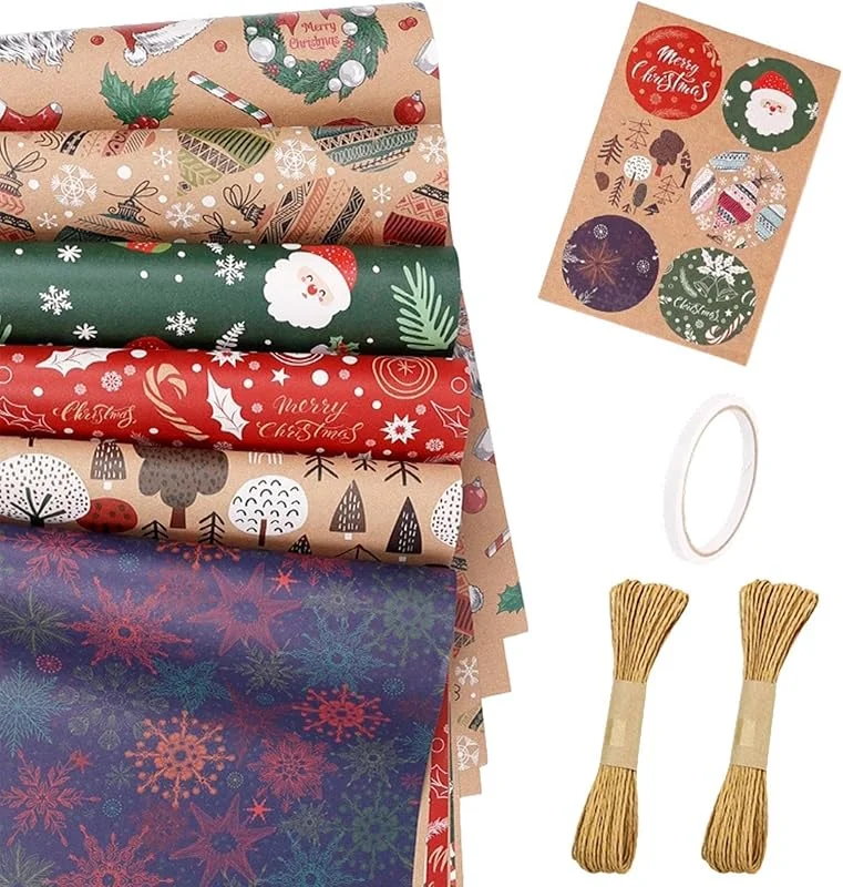 Marke: Generisch Weihnachts-Geschenkpapier – 6 Rollen saisonales Geschenkpapier — Geschenkverpackung