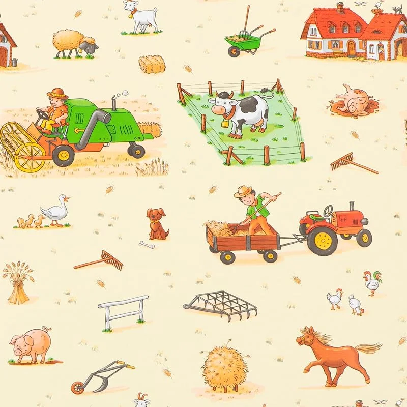 Marke: Star Geschenkpapier 70cm x 2m Rolle Bauernhof Tiere Muster für Kinder — Geschenkverpackung