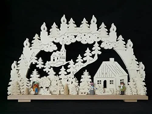 Besuche den Rudolphs Schatzkiste-Store Rudolphs Schatzkiste Schwibbogen mit kleinen Figuren und Beleuchtung BxHxT 70x42x7cm NEU Lichterbogen Fensterbogen Spitzbogen Erzgebirge Seiffen Weihnachten Licht Holz Dekoration Beleuchtung — Weihnachtsdeko