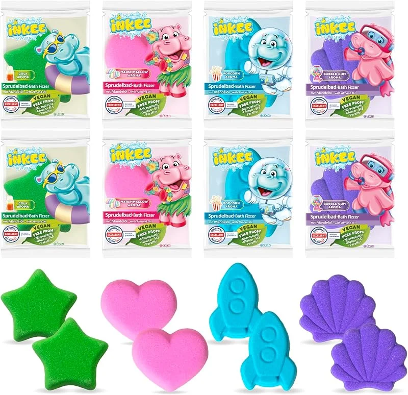 Besuche den INKEE-Store INKEE Bath Fizzer – 8 Kinder Badebomben mit Mandelöl — Advent und Tisch