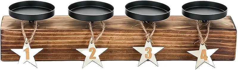 Marke: Generic Weihnachtskerzenhalter Rustikale Holz-Adventsdeko mit Metalltabletts — Kerzenlicht Abendessen