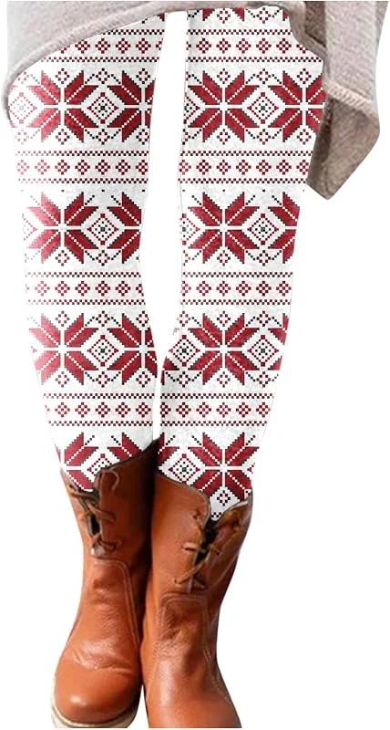 Marke: Generisch Damen Weihnachts Leggins Blickdicht Strumpfhosen Xmas Hose High Waist Weihnachtshose Stretch Freizeithosen Warm Winterhose Festliche Thermohose Thermostrumpfhose Leggings Pyjamahose Christmas Pants — Weihnachtsmode