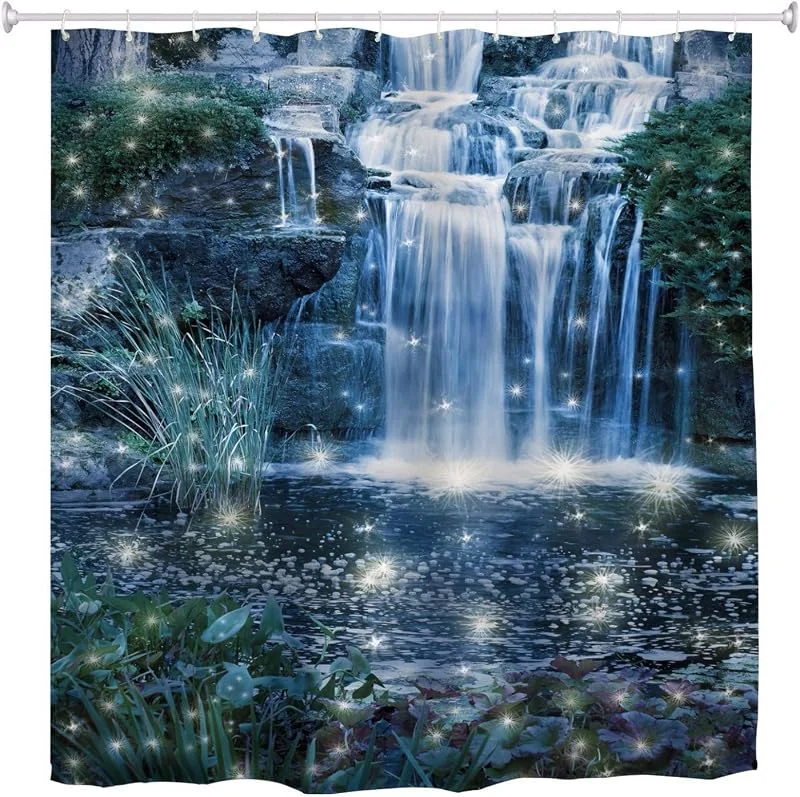Marke: A.Monamour A.Monamour Duschvorhang Magische Nacht Wasserfall Fee Garten Fantasy Szene Abstrakt Landschaft Drucken Wasserdichtes Gewebe Bad Vorhang Polyester Duschvorhang Mit Haken Ringe 150x180 cm, 60"x 72" — Geschenkverpackung
