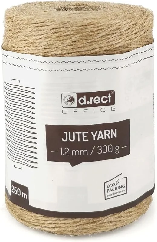 Besuche den D.RECT-Store D.RECT 250m Jute-Schnur Natur Braun Jute-Kordel, Packschnur Geschenk-Band Bastelschnur Dekokordel, 1, 2mm Dicke, Für: Verpackung, DIY Kunst-Handwerk, Floristik, Dekoration — Geschenkverpackung