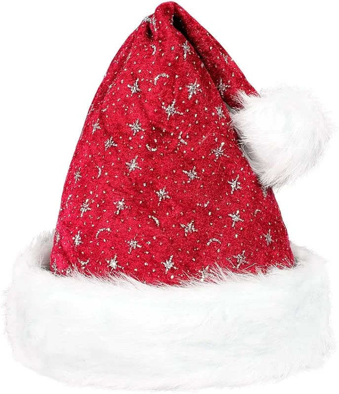 Marke: Santa Magix Weihnachtsmütze mit Pelzrand und Glitzer Nikolausmütze glänzende Xmas Mütze Partyhut Unisex Kostüm Accessoire für Damen Herren Kinder Weihnachtsfeier Nikolaus (Weihnachtsmütze Kinder rot Glitzer) — Weihnachtsmode