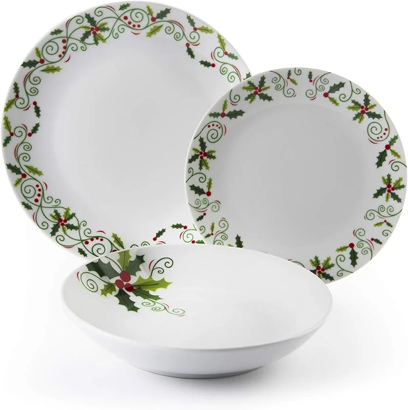 Besuche den Excelsa-Store Excelsa SERV.TAV.18 PZ CHRISTMAS HOLLY Weiß — Advent und Tisch