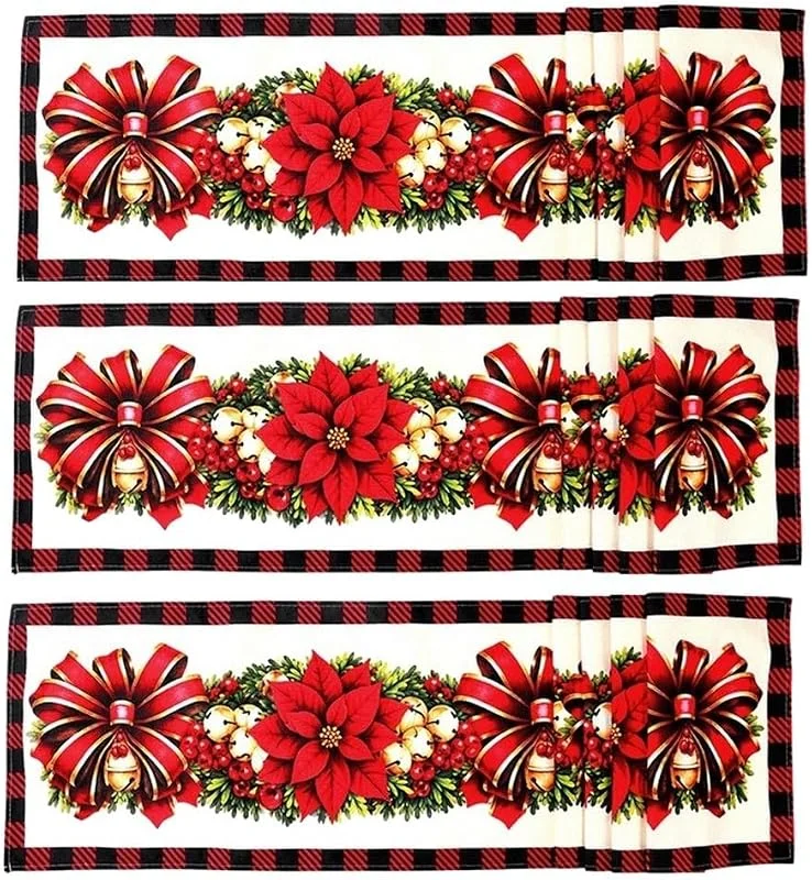 Besuche den ZWEquipint-Store Weihnachts Tischläufer 3er Set Polyester Leinen Kranz Weihnachts — Küche & Haushalt