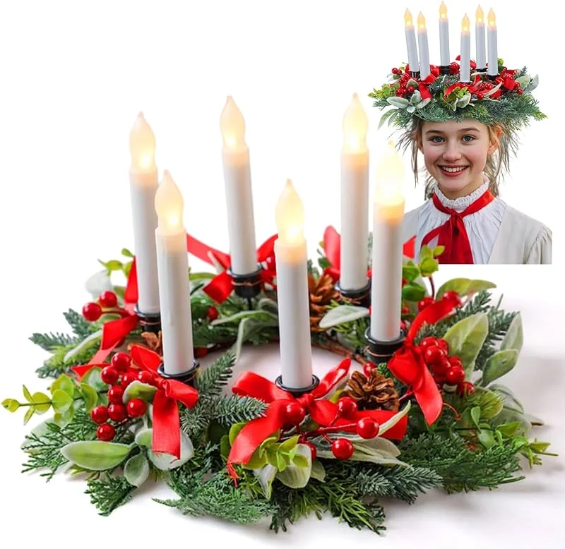 Marke: Hoteam Hoteam Künstlicher Weihnachtskranz St. Lucia Krone Heilige Weinrebe Kranz — Weihnachtsdeko