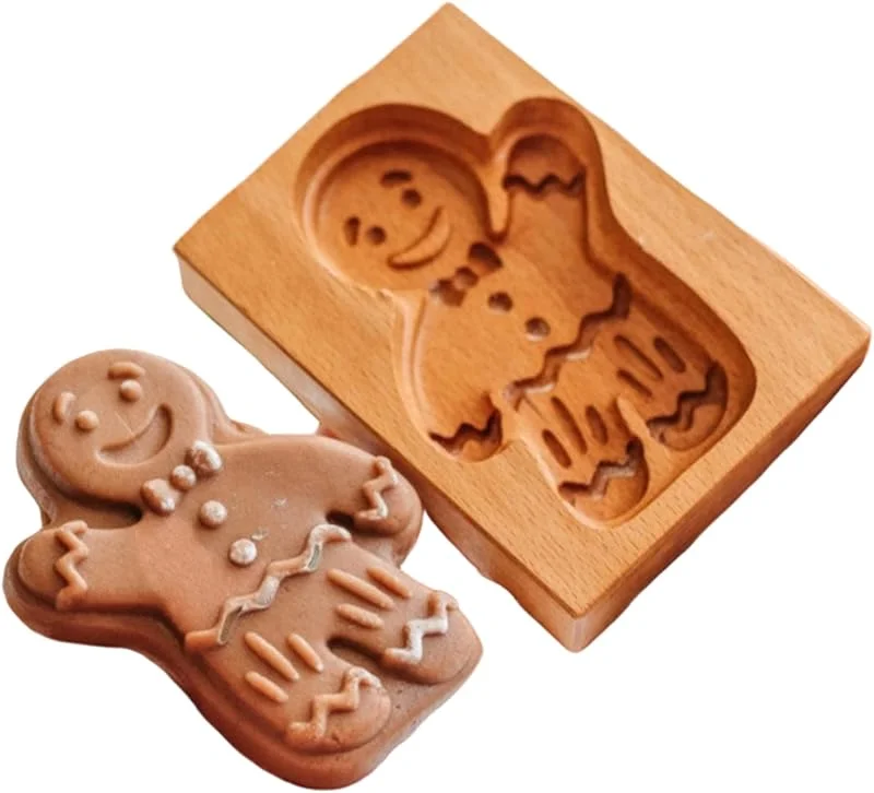 Marke: Muzrunq Keksformen aus Holz, 3D-Pressprägung, Lebkuchen-Backformen, kreatives Weihnachtsplätzchen-Backzubehör für Zuhause, Bäckerei — Weihnachtskueche