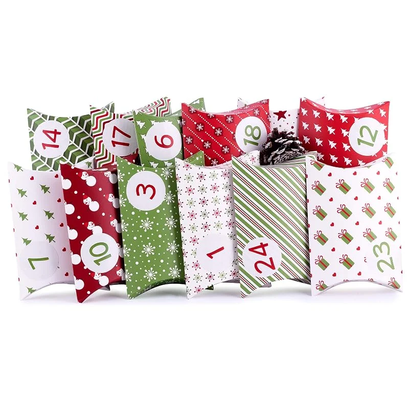 Besuche den pajoma-Store Adventskalender zum Befüllen Pillow Green 24 Geschenkboxen Schachteln Weihnachten, Weihnachtskalender DIY Bastelset inkl. Adventszahlen Aufkleber von pajoma® — Advent und Tisch