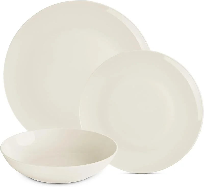 Besuche den Gerlach 1760-Store Gerlach Flow Geschirrset Für 6 Personen Teller-Set Aus Porzellan Geschirr 18-Teilig Tafelservice Essservice Suppenteller Speiseteller Weihnachtsgeschirr Moderne Service & Geschirrsets Elfenbeinfarbe — Advent und Tisch