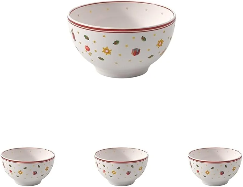 Villeroy & Boch – Toy's Delight Specials Müslischale Rot und Weiß, Spülmaschinenfest, Mikrowellensicher, Bowl, Kleine Schale, Müslischüssel, Weihnachtsgeschirr Toys, Premium Porzellan (Packung mit 4) — Advent und Tisch