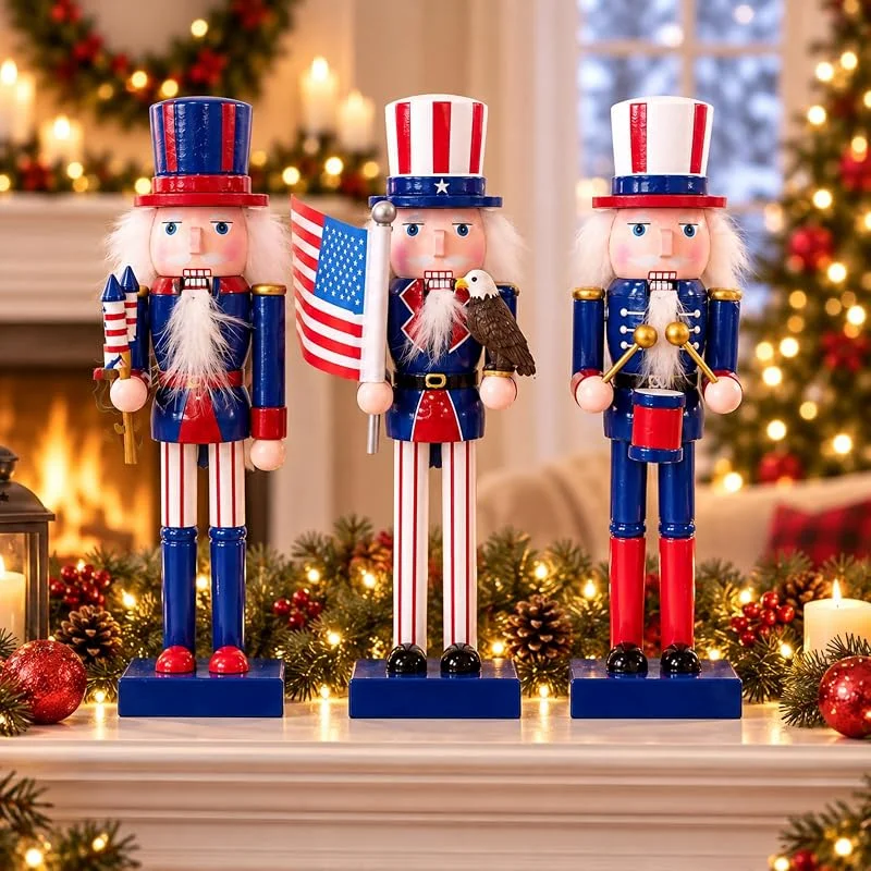 Marke: Chumia Chumia Nussknacker-Figuren aus Holz, 25, 4 cm, 3 Stück — Weihnachtsdeko