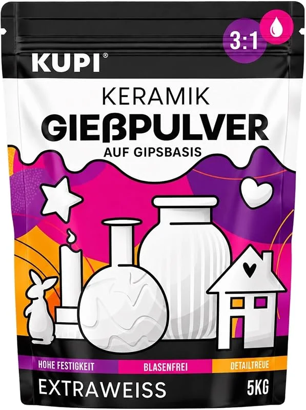 Marke: kupi Keramik Gießpulver Weiß 5kg, Gips zum Gießen, Silikonformen Gießformen — Wein und Festtafel