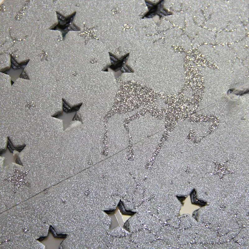 Marke: Kaemingk Papierstern Sterne inklusive Verstromung, mit Schalter, 60 cm, silber, Dekor A — Weihnachtsdeko