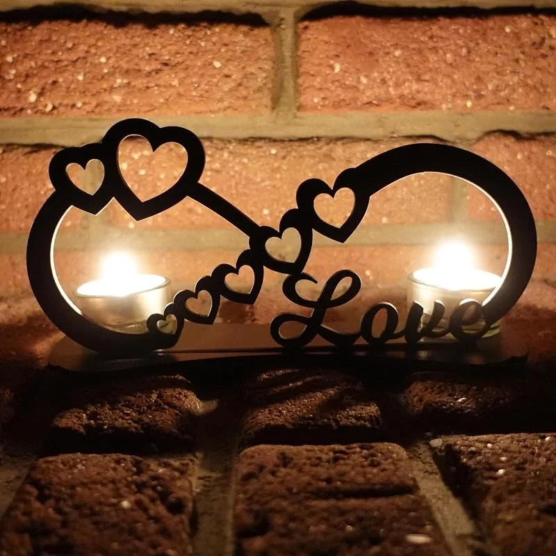Besuche den Namofactur-Store Namofactur Teelichthalter Love mit Unendlichkeitszeichen aus Holz — Kerzenlicht Abendessen