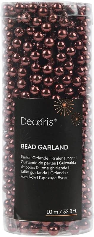 Marke: Kaemingk Perlenkette Kunststoff 8mm x 10 Meter Weihnachtsbaum Deko - Perlengirlande - Christbaumschmuck & Weihnachtsdeko - Kastanienbraun — Advent und Tisch