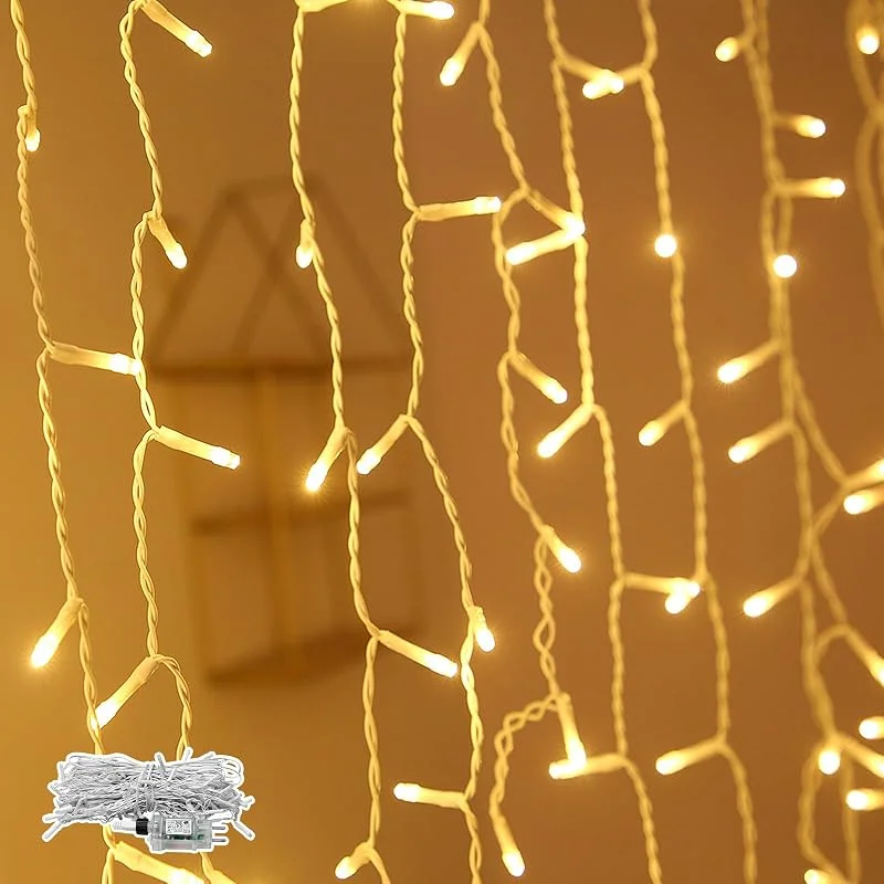 Besuche den NAIZY-Store NAIZY Lichterkette 10m 400LEDs Eisregen Lichtervorhang mit 8 modi, Warmweiß — Weihnachtsbeleuchtung