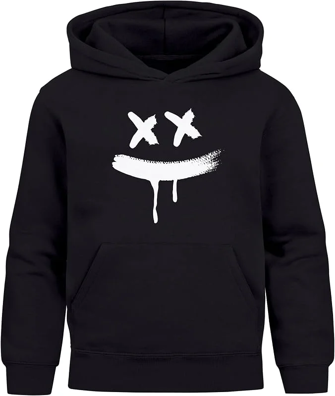 Besuche den MoonWorks-Store MoonWorks® Kinder Hoodie Jungen Mädchen Smile Print Aufdruck Kapuzenpulli Sweatshirt mit Kapuze — Weihnachtsmode