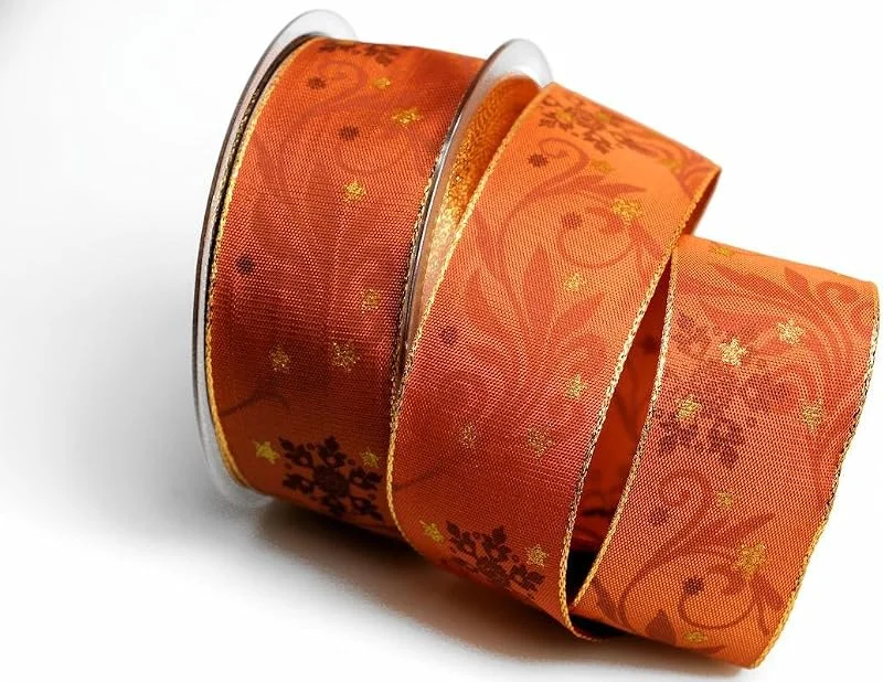 Marke: Christa-Bänder Weihnachtsband Diamant braun mit Draht 40 mm — Geschenkverpackung