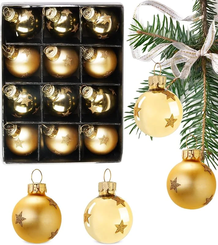 Besuche den BRUBAKER-Store BRUBAKER 12 Stück Weihnachtskugeln - 3 cm Baumkugel Set - Christbaumschmuck — Weihnachtsdeko