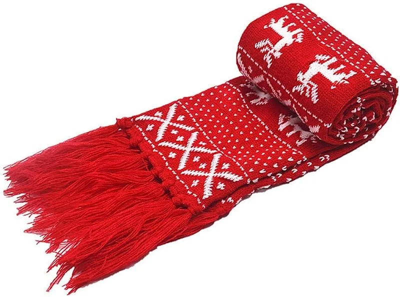 Marke: Losuya Winter Strickschal Weihnachten Schals Warmer Schal für Damen und Herren (rot) — Weihnachtsmode