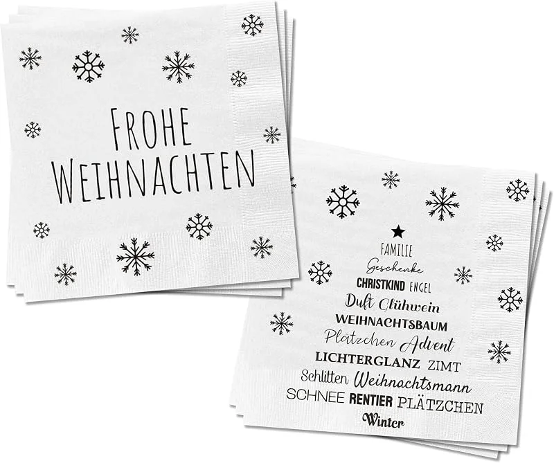 Besuche den Spetebo-Store Servietten 80 Stück mit 2 verschiedenen Motiven - Frohe Weihnachten - Tischdeko Papierservietten 2er Set mit Spruch - Papier Tuch 3-lagig mit Text bedruckt — Advent und Tisch