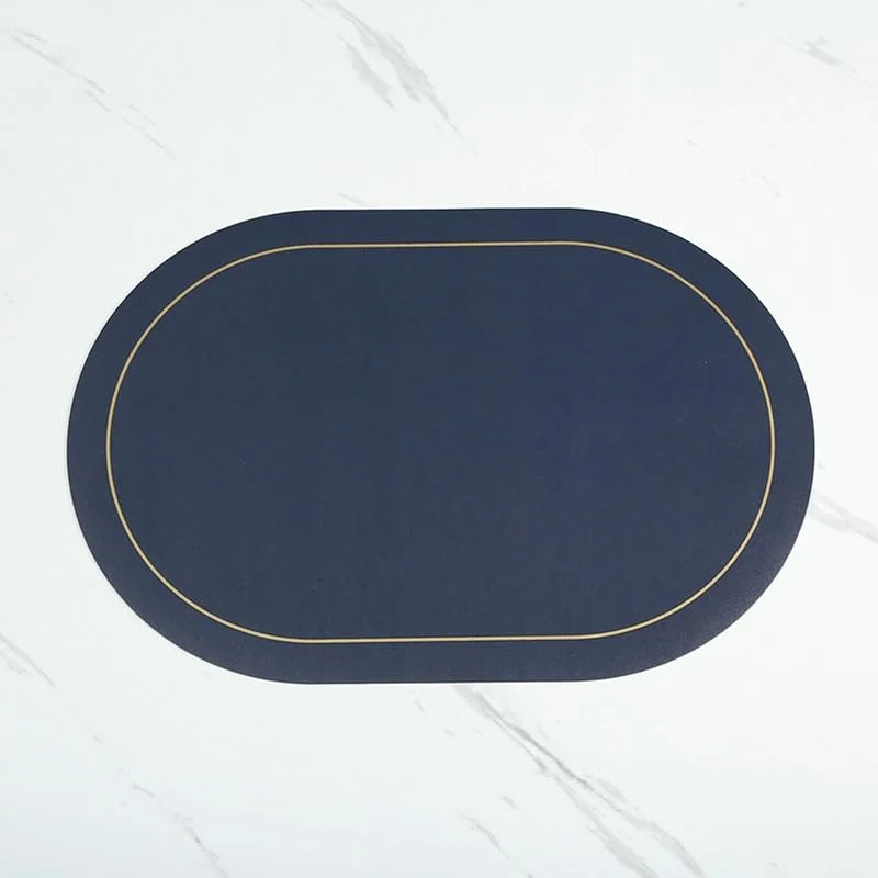 Besuche den Epinki-Store Epinki Tischsets Abwaschbar Natur Oval, 2Pcs Set PU Leder Platzset Weihnachten Vintage Oval Einfarbig Anti-Rutsch, Tischmatte Modern Marineblau für Küche Restaurant und Hotel, 45x30CM — Küche & Haushalt