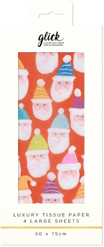 Marke: GLICK Glick Weihnachts-Seidenpapier für Geschenkverpackungen, Weihnachtsmann, 4 Bögen, 50 x 75 cm, wenn geöffnet, mehrfarbig