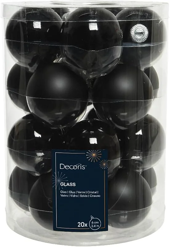 Marke: Christmas Decorations Weihnachtskugeln Christbaumkugel Glas Baumhänger Glaskugeln schwarz Ø 6 cm 20tlg — Weihnachtsdeko