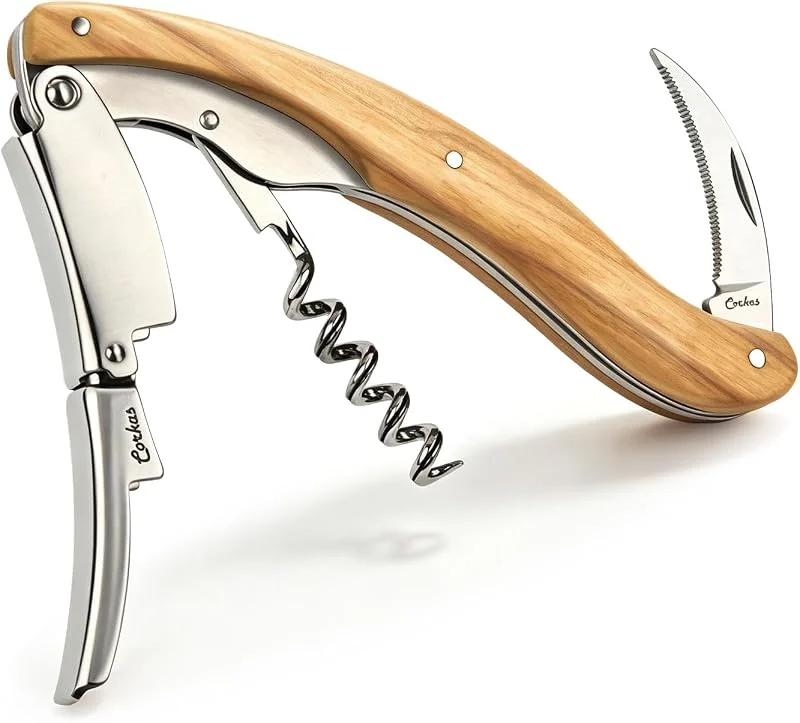 Besuche den CORKAS-Store CORKAS Executive Korkenzieher, High-End-Kellnermesser mit vollem Olivenholzgriff & Großes Design für Weinliebhaber und Geschenke(5.5 * 1.5 * 0.7 Zoll, 8.5 unzen) — Wein und Festtafel