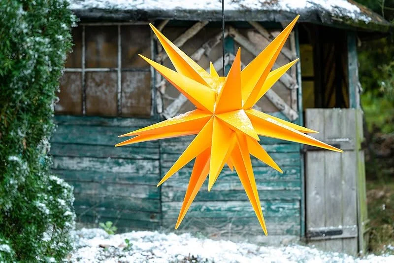 Besuche den Novaliv-Store Novaliv Weihnachtsstern Dekostern 100cm GELB für INNEN + AUSSEN Weihnachtsbeleuchtung für Glühbirne E14 Gewinde mit Schuko Stecker Weihnachtsdeko Stern beleuchtet Xmas Lights Weihnachtslicht 3D Stern