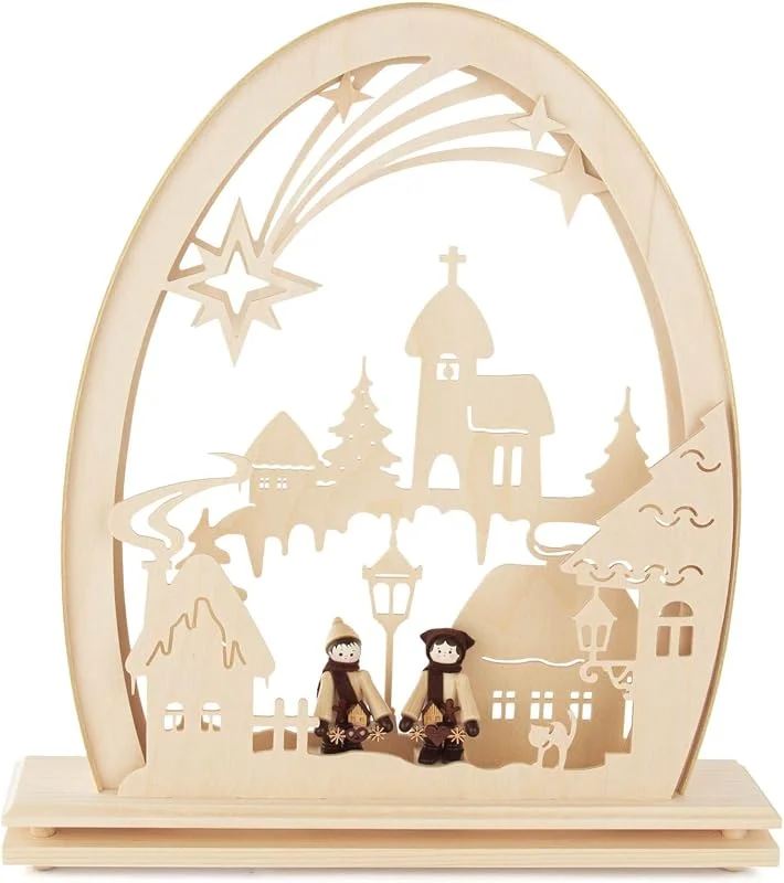 Besuche den Rudolphs Schatzkiste-Store Rudolphs Schatzkiste Schwibbogen Winterdorf mit Striezelkinder elektrisch beleuchtet LED BxHxT 30, 5x34x6, 5cm NEU Lichterbogen Leuchterbogen — Weihnachtsdeko
