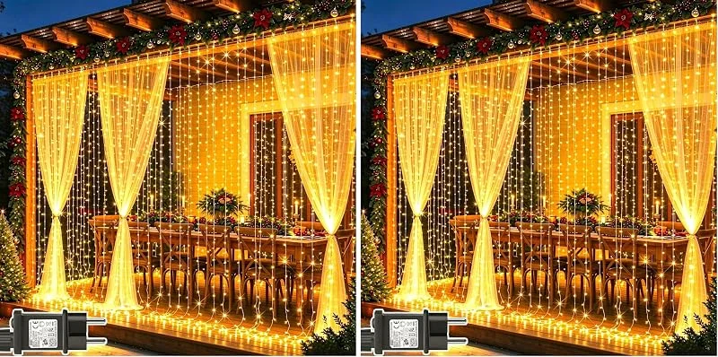 Besuche den Dekofun-Store 6M x 3M Lichtervorhang Aussen, 600 LED Lichterketten Vorhang (Packung mit 2) — Weihnachtsbeleuchtung